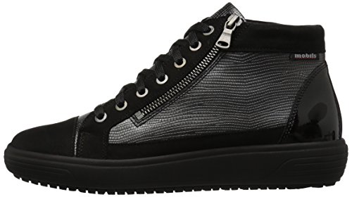 Mephisto Lolita Botines para mujer, negro (Negro Bucksoft/Acero Python/Negro Patent), 37 EU