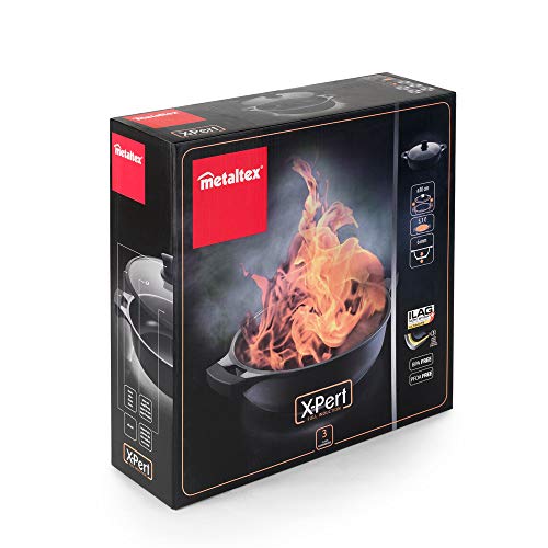 Metaltex XPERT Cacerola Baja Antiadherente Ilag 3 Capas, Full Induction Válido para Todo Tipo de Cocinas, Aluminio Fundido, Negro