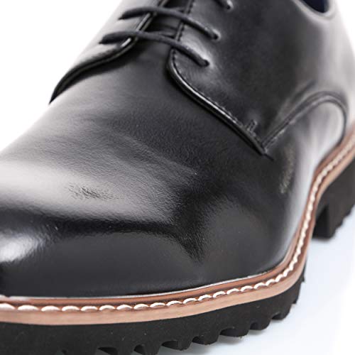 MForshop - Zapatos de Hombre con Cordones de Piel sintética Casual Derby Francesina parisina Moda Y81 Negro Size: 44 EU