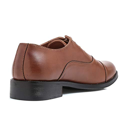 MForshop - Zapatos de Hombre Francesina parisina con Cordones, Elegante Ceremonia, Piel ecológica Y25 Marrón Size: 43 EU