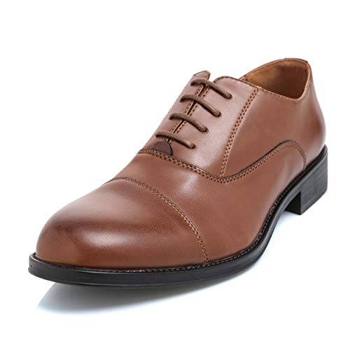 MForshop - Zapatos de Hombre Francesina parisina con Cordones, Elegante Ceremonia, Piel ecológica Y25 Marrón Size: 43 EU