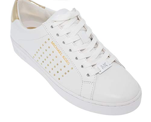 Michael Kors Irving - Zapatillas deportivas de piel con tachuelas doradas Blanco Size: 37 EU