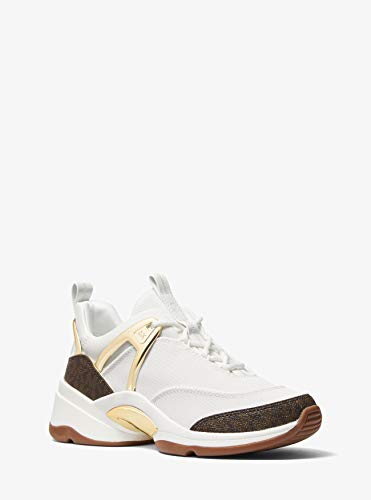 Michael Kors Zapatillas Deportivas Combinadas Sparks Trainer para Mujer Modelo 43S1SPFS5D Color Blanco/Marron (827 OpWhite Multi). (37)