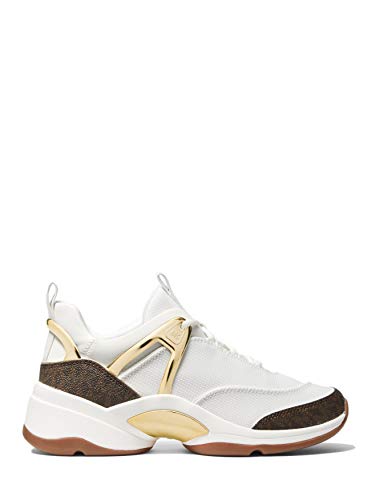 Michael Kors Zapatillas Deportivas Combinadas Sparks Trainer para Mujer Modelo 43S1SPFS5D Color Blanco/Marron (827 OpWhite Multi). (Numeric_36)