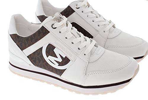 Michael Kors Zapatillas Deportivas para Mujer Billie Trainer con Logos Modelo 43S1BIFS1B Color Blanco/Marron (272 OpWhite/Brown). (Numeric_39)