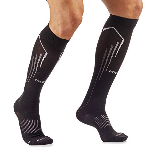 MICO CALCETINES DE CARRERAS LARGO en Tejido de Nylon + fibra LYCRA, OXI-JET COMPRESSION (+oxìgeno+recuperacion+energìa) 100% Made in Italy, para Hombres y para Mujeres Deportes, en Color Negro Gris