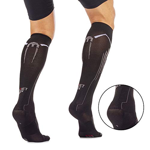 MICO CALCETINES DE CARRERAS LARGO en Tejido de Nylon + fibra LYCRA, OXI-JET COMPRESSION (+oxìgeno+recuperacion+energìa) 100% Made in Italy, para Hombres y para Mujeres Deportes, en Color Negro Gris