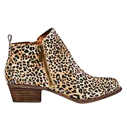 Minetom Mujer Botas De Chelsea Botines Invierno Otoño Moda Cremallera Elegante Tacón Ancho Bajo Tacones Casual Ankle Boots Leopardo EU 39