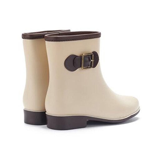 Minetom Mujer Casual Moda Botines De Lluvia Festival Botas De Agua Muy Ligera Impermeable Anti-deslizante Arco Zapatos Rain Boot Albaricoque EU 38