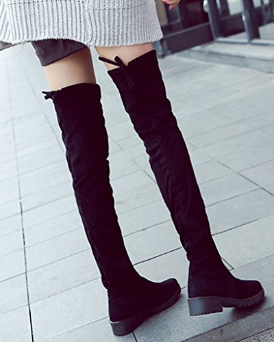 Minetom Mujer Otoño Nuevo Moda Apretado Esbelto Overknee Botas Elástico Boots Largas Botas Negro EU 40