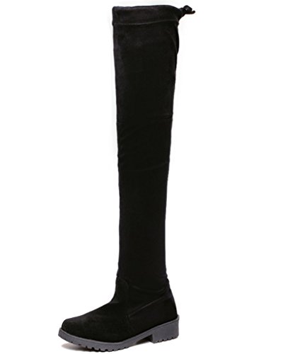 Minetom Mujer Otoño Nuevo Moda Apretado Esbelto Overknee Botas Elástico Boots Largas Botas Negro EU 40