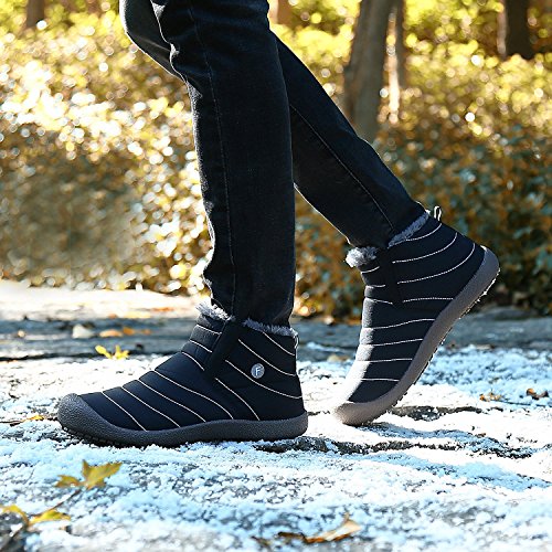 Minetom Mujer Primavera Calentar Botas Cuñas Cierre Zapatos Correr En Montaña Aire Libre Deportes Pantalones Zapatillas Running A Negro EU 45