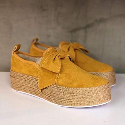 Minetom Mujer Zapatillas Moda Alpargatas Plataforma Arco Cuña Tacón Plano Loafers Antideslizante Cómodo Lindos Zapatos Amarillo 40 EU