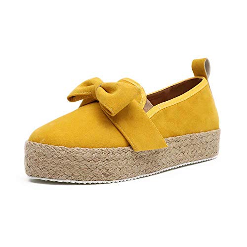 Minetom Mujer Zapatillas Moda Alpargatas Plataforma Arco Cuña Tacón Plano Loafers Antideslizante Cómodo Lindos Zapatos Amarillo 40 EU