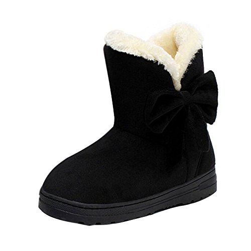 Minetom Mujeres Otoño Invierno Botines Zapatos Calientes Moda Botas Con Bowknot Negro EU 37