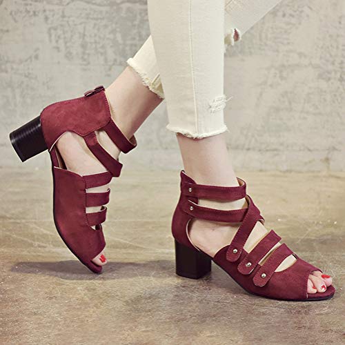 Minetom Sandalias Mujer Cuña Alpargatas Plataforma Bohemias Romanas Flip Flop Mares Playa Gladiador Verano Tacon Planas Zapatos Zapatillas Negro Beige 35-43 Borgoña 40 EU