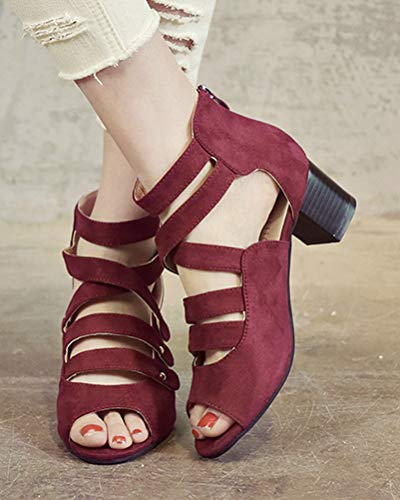 Minetom Sandalias Mujer Cuña Alpargatas Plataforma Bohemias Romanas Flip Flop Mares Playa Gladiador Verano Tacon Planas Zapatos Zapatillas Negro Beige 35-43 Borgoña 40 EU