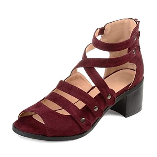 Minetom Sandalias Mujer Cuña Alpargatas Plataforma Bohemias Romanas Flip Flop Mares Playa Gladiador Verano Tacon Planas Zapatos Zapatillas Negro Beige 35-43 Borgoña 40 EU