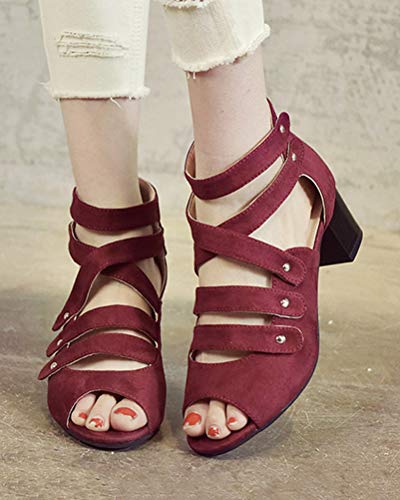 Minetom Sandalias Mujer Cuña Alpargatas Plataforma Bohemias Romanas Flip Flop Mares Playa Gladiador Verano Tacon Planas Zapatos Zapatillas Negro Beige 35-43 Borgoña 40 EU