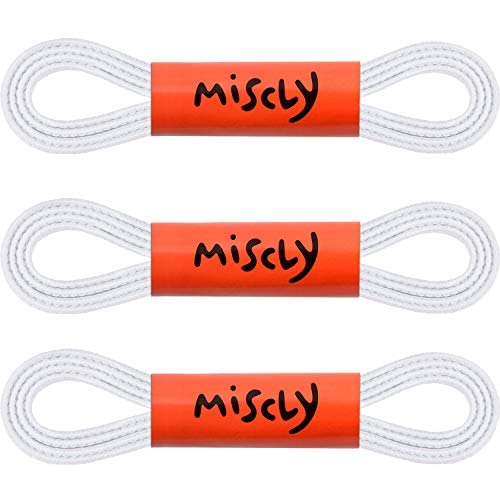 Miscly Cordones Elásticos Planos [3 Pares] 6mm de Ancho (137cm, Blanco)