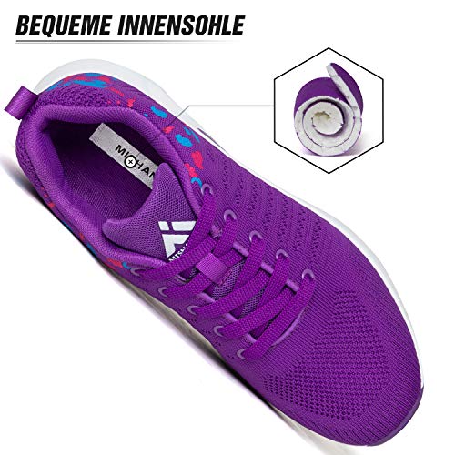 Mishansha Air Zapatillas de Running Mujer Respirable Zapatos de Deportes Femenino Ligeros Calzado Casual Caminar Sneakers Morado, Gr.39 EU
