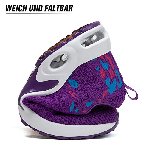 Mishansha Air Zapatillas de Running Mujer Respirable Zapatos de Deportes Femenino Ligeros Calzado Casual Caminar Sneakers Morado, Gr.39 EU