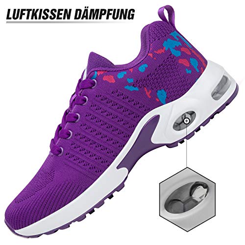 Mishansha Air Zapatillas de Running Mujer Respirable Zapatos de Deportes Femenino Ligeros Calzado Casual Caminar Sneakers Morado, Gr.39 EU