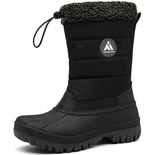 Mishansha Botas para Nieve Impermeables Mujer Botas Forradas de Piel Après Ski Zapatos Calentar Botas Inviernos Protección contra el Frío, Negro 36