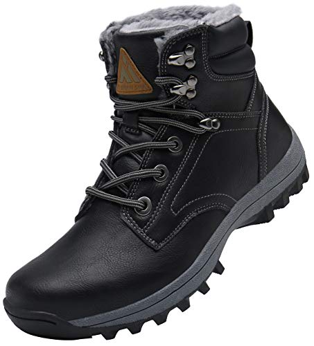 Mishansha Hombre Mujer Botas de Nieve Invierno Botines Senderismo Impermeables Deporte Trekking Zapatos Fur Forro Aire Libre Boots,Wander Negro 40 EU