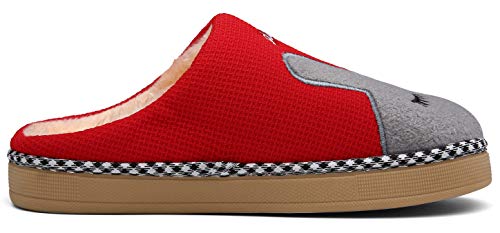 Mishansha Invierno Zapatillas Interior Casa Caliente Felpa Pantuflas Mujer Antideslizante Dibujos Animados Pareja Zapatos, Conejo-Rojo, 35/36 EU=36/37 CN