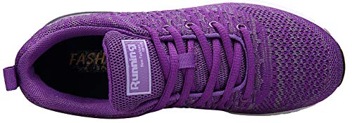 Mishansha Mujer Hombre Zapatos Casuales Amortiguadores Transpirable Malla Zapatillas Clásicas Suave Ventilada Sneakers Resistente al Desgaste Estable Running Calzados, Morado 38