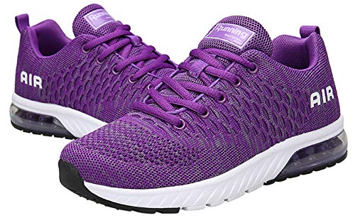 Mishansha Mujer Hombre Zapatos Casuales Amortiguadores Transpirable Malla Zapatillas Clásicas Suave Ventilada Sneakers Resistente al Desgaste Estable Running Calzados, Morado 38