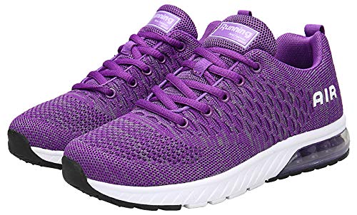 Mishansha Mujer Hombre Zapatos Casuales Amortiguadores Transpirable Malla Zapatillas Clásicas Suave Ventilada Sneakers Resistente al Desgaste Estable Running Calzados, Morado 38