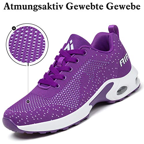 Mishansha Mujer Zapatos de Deportes Niña Zapatillas de Golf Correr Femenino Respirable Jogging Casual Air Sneakers Fitness Morado/Clásico 37