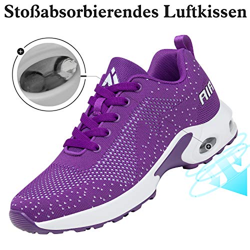 Mishansha Mujer Zapatos de Deportes Niña Zapatillas de Golf Correr Femenino Respirable Jogging Casual Air Sneakers Fitness Morado/Clásico 37