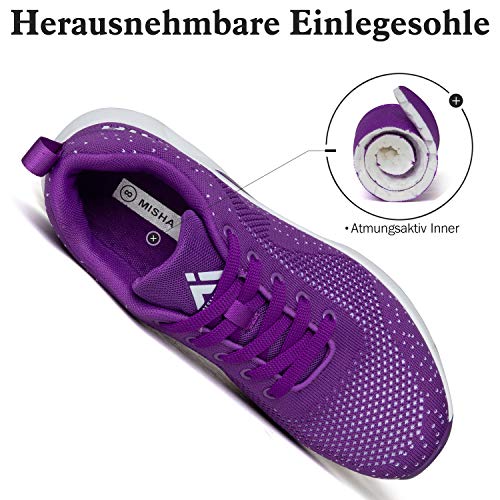 Mishansha Mujer Zapatos de Deportes Niña Zapatillas de Golf Correr Femenino Respirable Jogging Casual Air Sneakers Fitness Morado/Clásico 37
