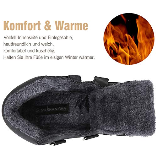 Mishansha Niños Botas de Invierno Niña Calientes Botines de Nieve Chicos Exteriores Cómodo Zapatos de Trekking Negro Gr.31 EU