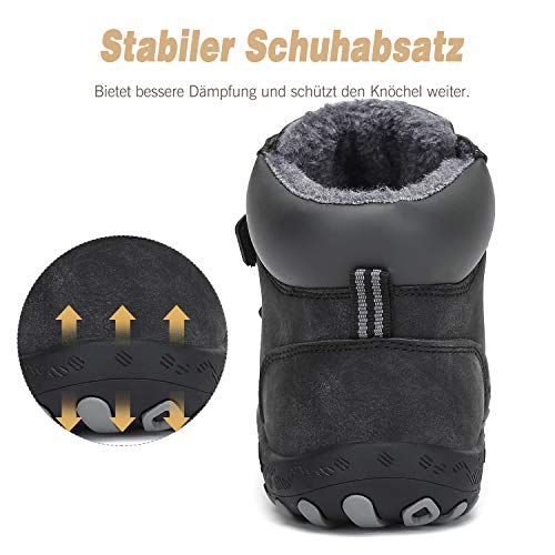 Mishansha Niños Botas de Invierno Niña Calientes Botines de Nieve Chicos Exteriores Cómodo Zapatos de Trekking Negro Gr.31 EU