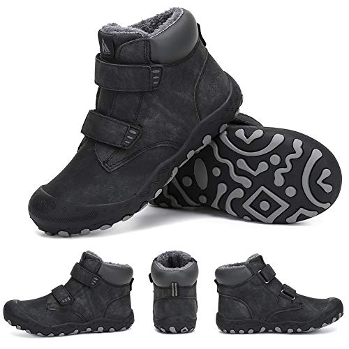 Mishansha Niños Botas de Invierno Niña Calientes Botines de Nieve Chicos Exteriores Cómodo Zapatos de Trekking Negro Gr.31 EU