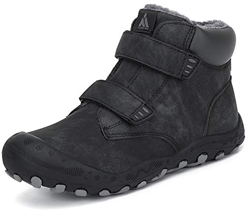 Mishansha Niños Botas de Invierno Niña Calientes Botines de Nieve Chicos Exteriores Cómodo Zapatos de Trekking Negro Gr.31 EU