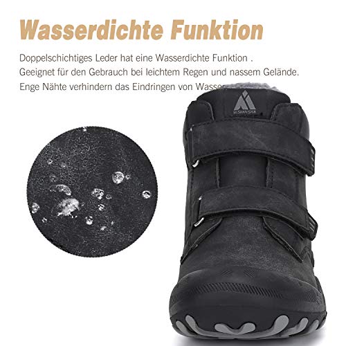 Mishansha Niños Botas de Invierno Niña Calientes Botines de Nieve Chicos Exteriores Cómodo Zapatos de Trekking Negro Gr.31 EU