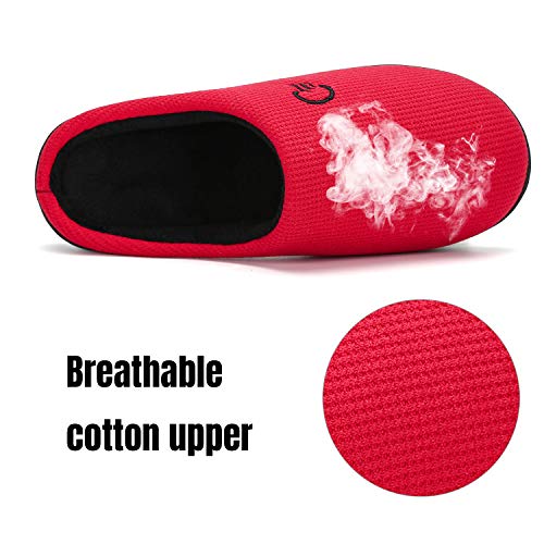 Mishansha Zapatillas de Estar por casa para Mujer Invierno Ultraligero cómodo y Antideslizante,Mujer Rojo 38/39 EU