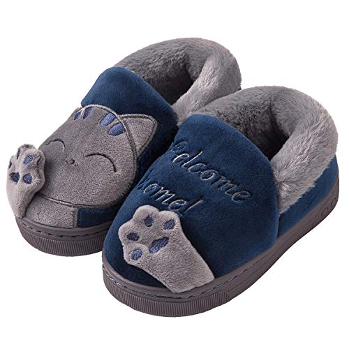 Mishansha Zapatillas de Estar por Casa para Niños Niñas Invierno Slippers Casa Interior Caliente Niño Pantuflas Azul 20/21 (Talla 14/15CM)