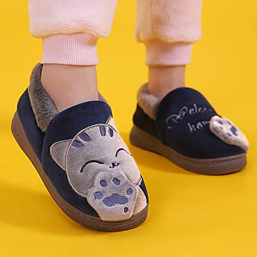 Mishansha Zapatillas de Estar por Casa para Niños Niñas Invierno Slippers Casa Interior Caliente Niño Pantuflas Azul 20/21 (Talla 14/15CM)