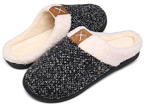 Mishansha Zapatillas Invierno Hombre Casa Zapatos Antideslizante Caliente Pantuflas Casa Cómodas Suave Memory Foam Slippers,Blanco,44/45