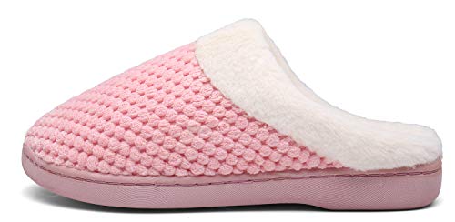 Mishansha Zapatillas Invierno Mujer Memory Foam Casa Zapatos Antideslizante Caliente Pantuflas Casa Cómodas Suave Slippers,Rosa,40/41