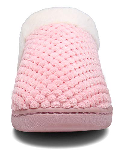 Mishansha Zapatillas Invierno Mujer Memory Foam Casa Zapatos Antideslizante Caliente Pantuflas Casa Cómodas Suave Slippers,Rosa,40/41