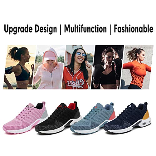 Mishansha Zapatillas Running Mujer Zapatos de Correr Niña Antideslizantes Respirable Deportivas Air Sneakers Plataforma Negro 39