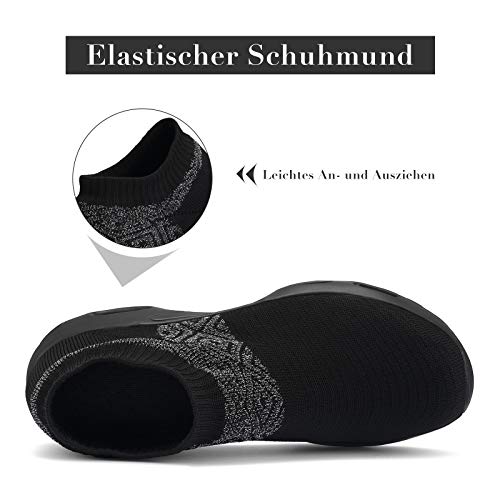 Mishansha Zapatos Deportivos Mujer Zapatillas de Deporte para Correr Running Antideslizante Gimnasio Bambas Negro C, Gr.37 EU