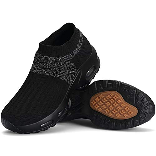 Mishansha Zapatos Deportivos Mujer Zapatillas de Deporte para Correr Running Antideslizante Gimnasio Bambas Negro C, Gr.37 EU